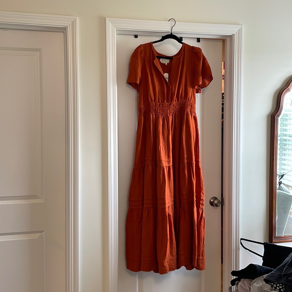 NWT Anthropologie somerset maxi dress - size large, burnt orange color